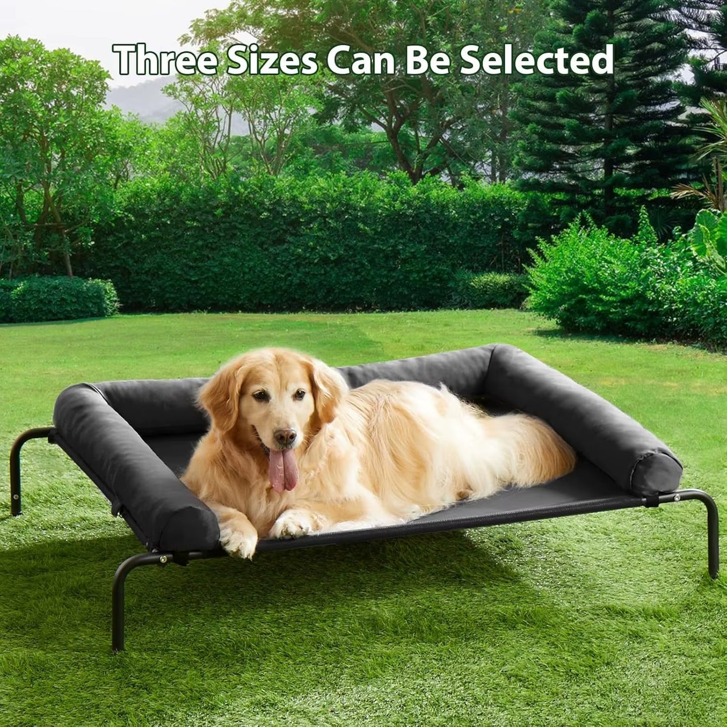 Large Elevated Cooled Dog Bed Portable Anti-Chew Outdoor Kennel with Non-Slip Foot Holder Pet Bed