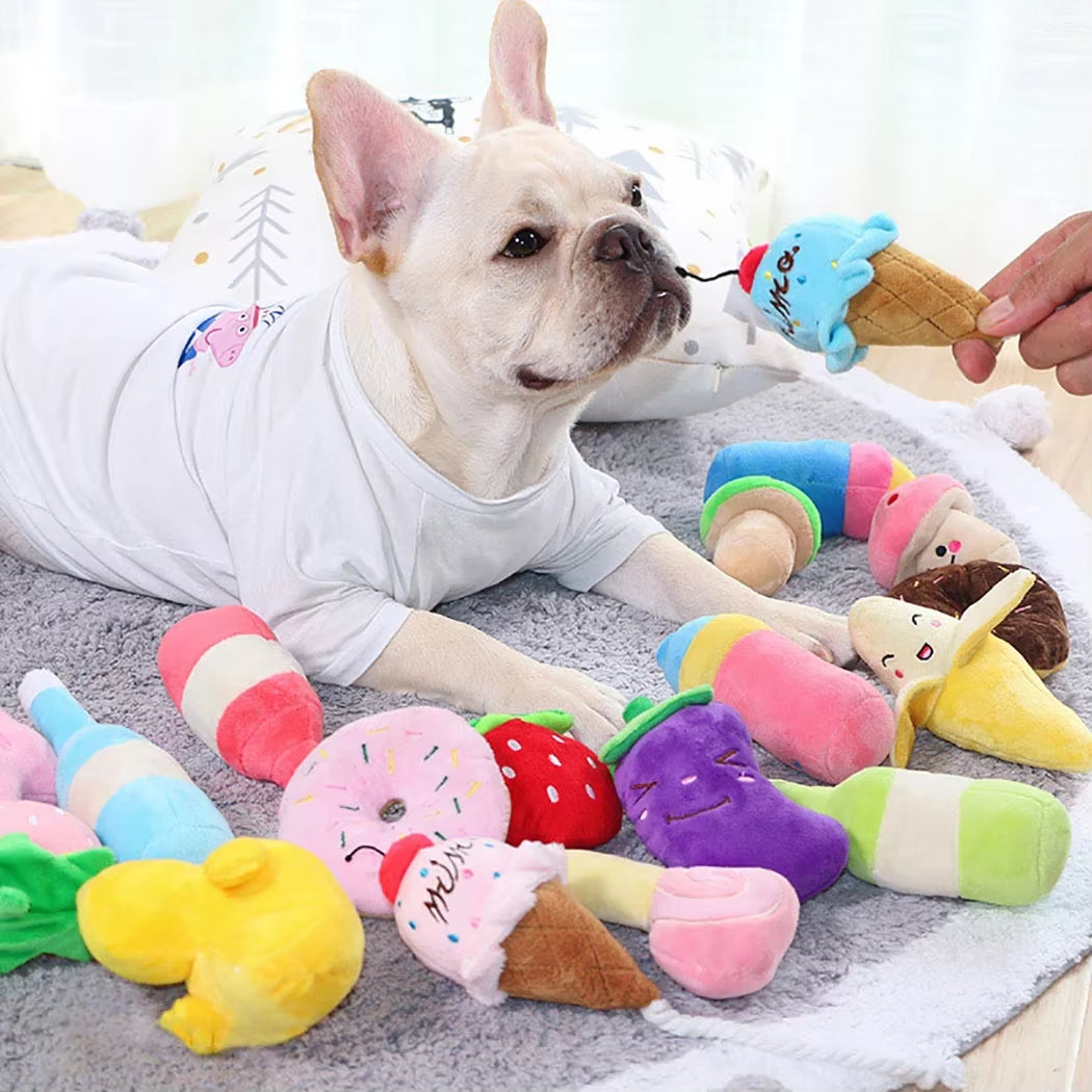 Animals Cartoon Dog Toys Stuffed Squeaking Pet Toy Cute Plush Puzzle for Dogs Cat Chew Squeaker Squeaky Toy for Pet Dog Clicker