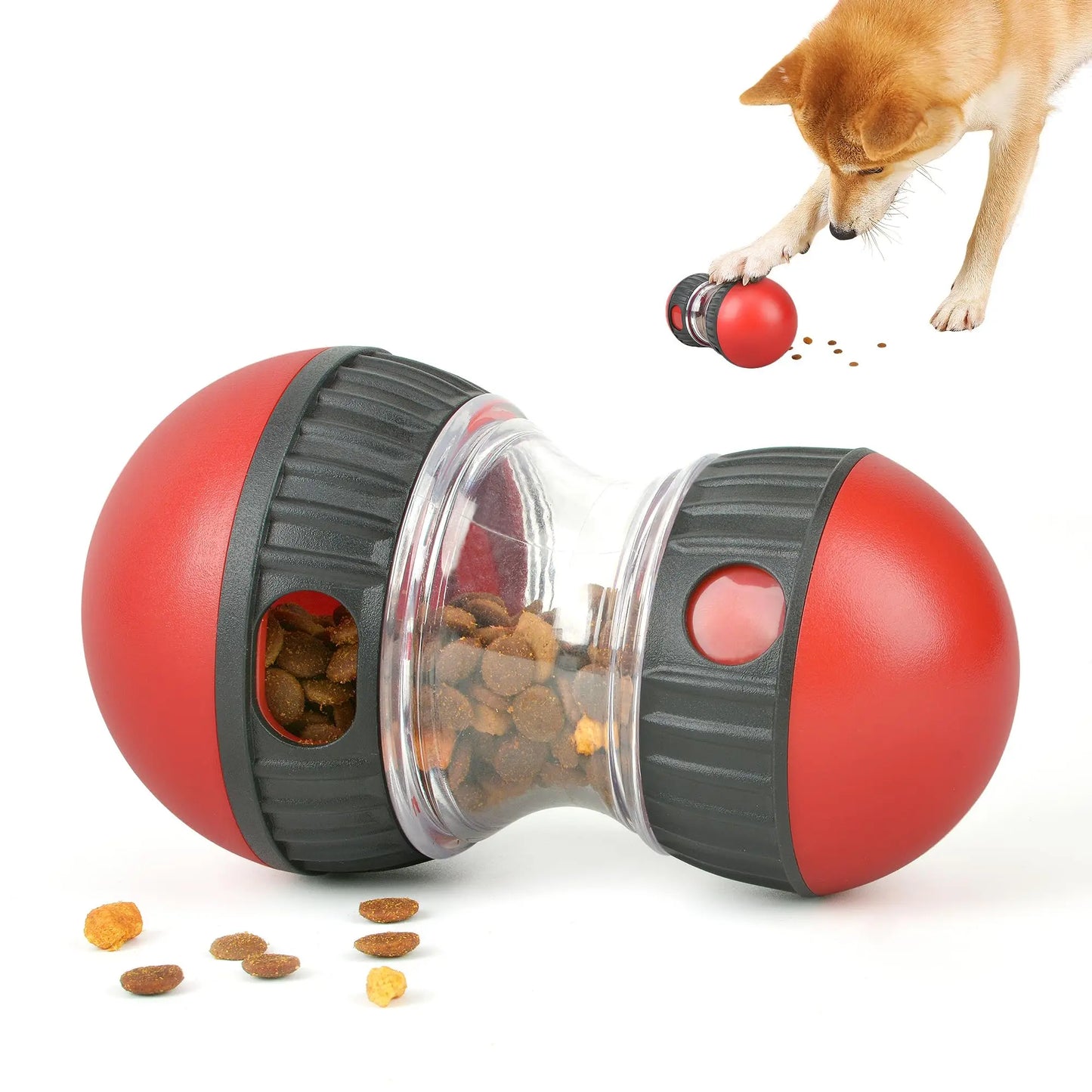 Interactive Dog Toys, Adjustable Dog Treat Dispenser Ball, Rolling Dog Feeder, Puzzle Slow Feeder for Small and Medium Dogs