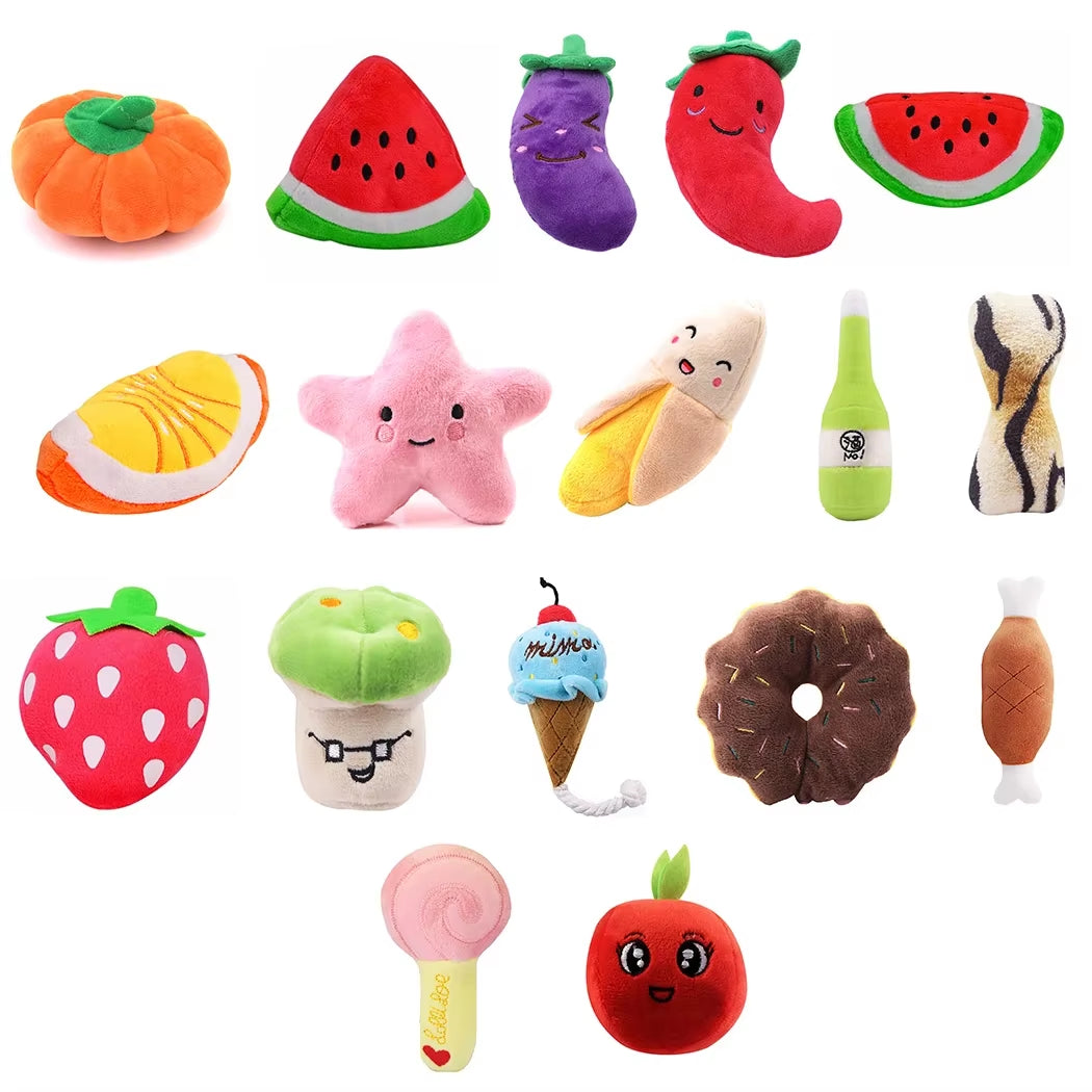 Animals Cartoon Dog Toys Stuffed Squeaking Pet Toy Cute Plush Puzzle for Dogs Cat Chew Squeaker Squeaky Toy for Pet Dog Clicker