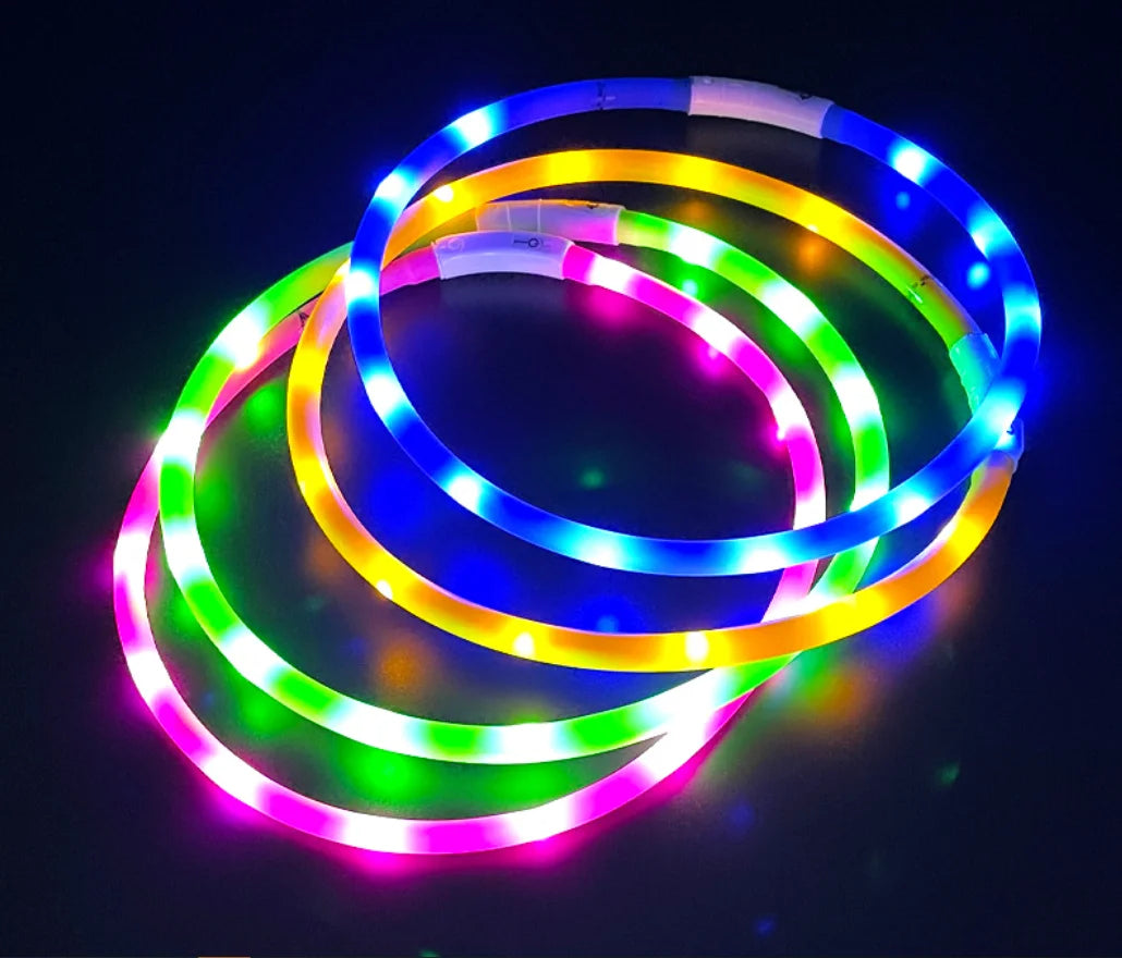 LED Dog Collar USB Rechargeable Light up Dog Collars, Lighted Dog Collar Glowin the Dark, Flashing Lights for Your Walking Night