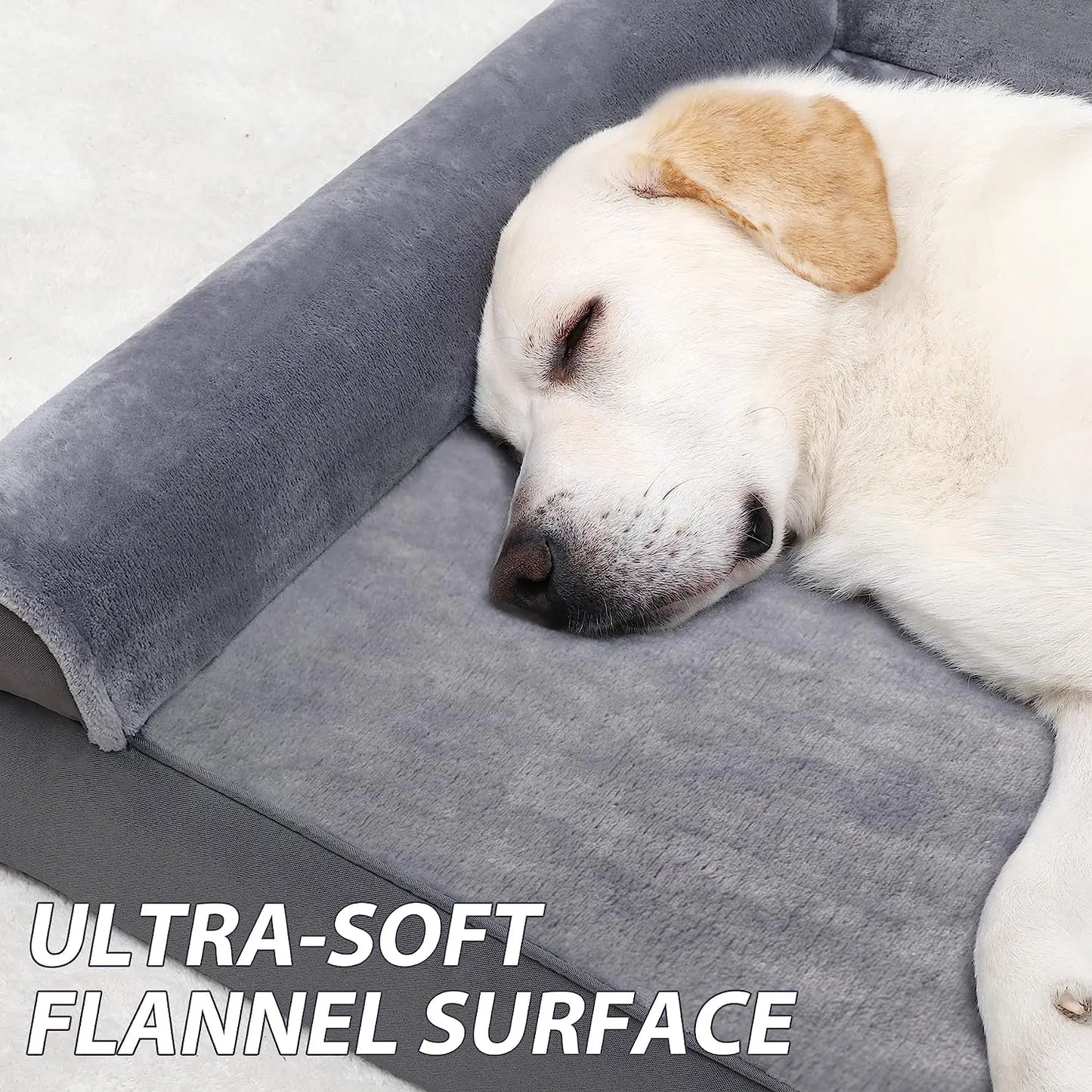 Orthopedic Waterproof Dog Bed Large Dog Flannel Pillow Dog Sofa Bed with Egg Crate Foam Removable Washable Cover