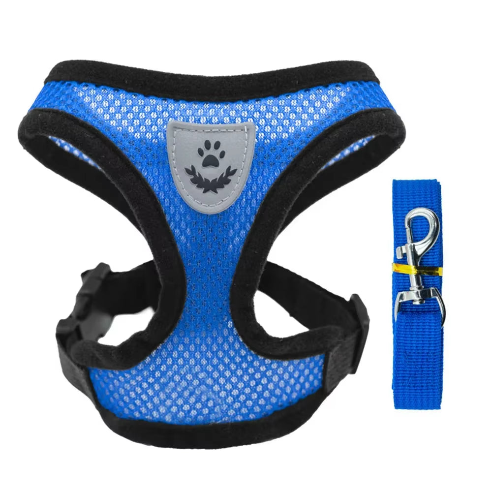 Dog Harness Vest Chest Cat Collars Rope Adjustable Breathable Mesh Puppy Harness for Outdoor Walking Small Medium Pet Supplies