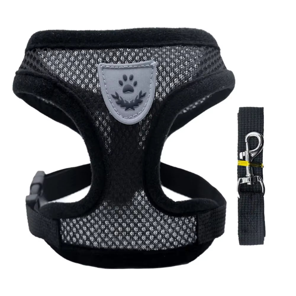 Dog Harness Vest Chest Cat Collars Rope Adjustable Breathable Mesh Puppy Harness for Outdoor Walking Small Medium Pet Supplies
