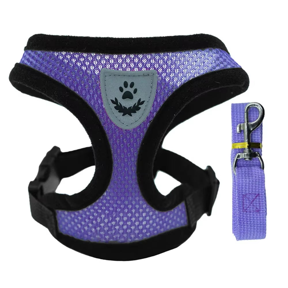 Dog Harness Vest Chest Cat Collars Rope Adjustable Breathable Mesh Puppy Harness for Outdoor Walking Small Medium Pet Supplies