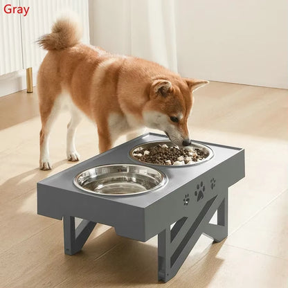 Dogs Double Non-Slip Bowl Adjustable Heights Pet Cat Food Feeding Dish Bowls Small Medium Big Dogs Water Feeder Removable Bowl