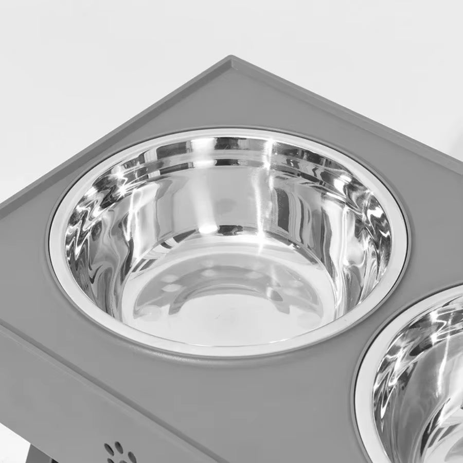 Dogs Double Non-Slip Bowl Adjustable Heights Pet Cat Food Feeding Dish Bowls Small Medium Big Dogs Water Feeder Removable Bowl