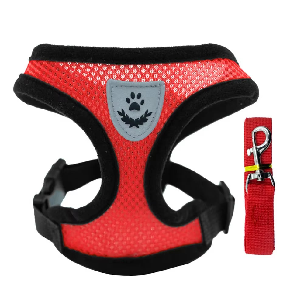 Dog Harness Vest Chest Cat Collars Rope Adjustable Breathable Mesh Puppy Harness for Outdoor Walking Small Medium Pet Supplies