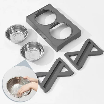 Dogs Double Non-Slip Bowl Adjustable Heights Pet Cat Food Feeding Dish Bowls Small Medium Big Dogs Water Feeder Removable Bowl