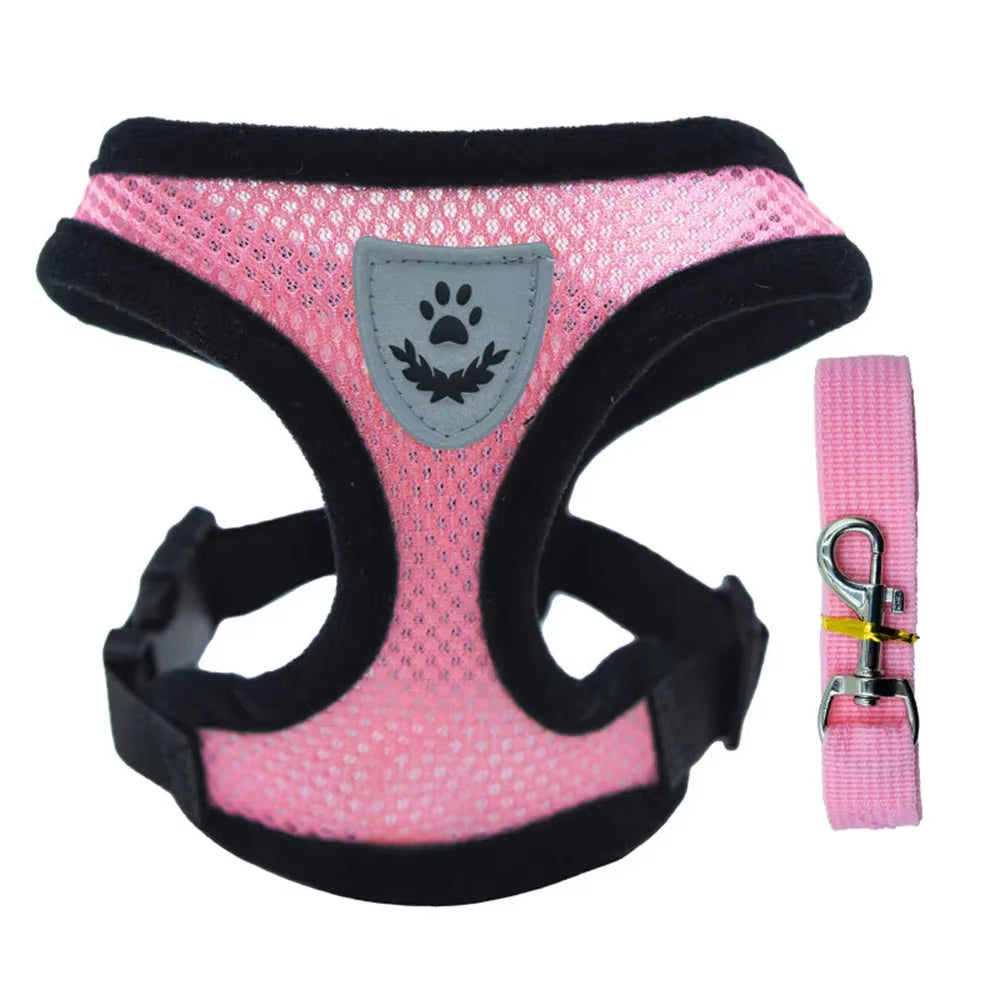 Dog Harness Vest Chest Cat Collars Rope Adjustable Breathable Mesh Puppy Harness for Outdoor Walking Small Medium Pet Supplies