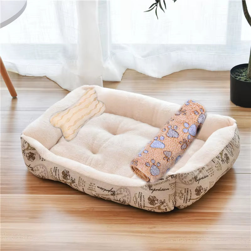Warm Pet Dog Sofa Bed Kennel Mat Soft Puppy Bed Cat House Large Dog Winter Multifunctional Warm Pet Sofa Cat Supplies