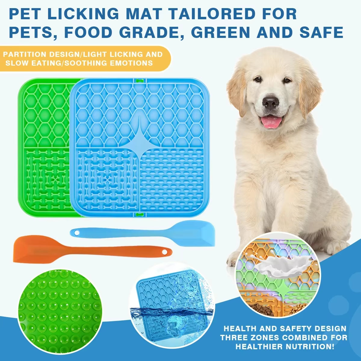 Pet Placemat Cat Slow Feeding Mat Dog Lick Mats Silicone Pets Eating Slowly Food Pad Cats Dogs Feeding Supplies