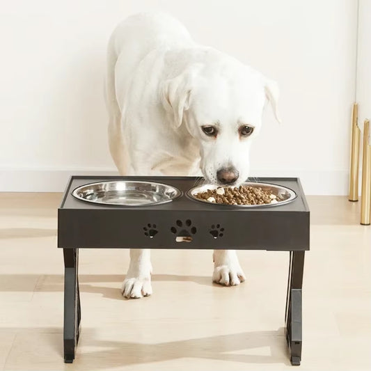 Dogs Double Non-Slip Bowl Adjustable Heights Pet Cat Food Feeding Dish Bowls Small Medium Big Dogs Water Feeder Removable Bowl