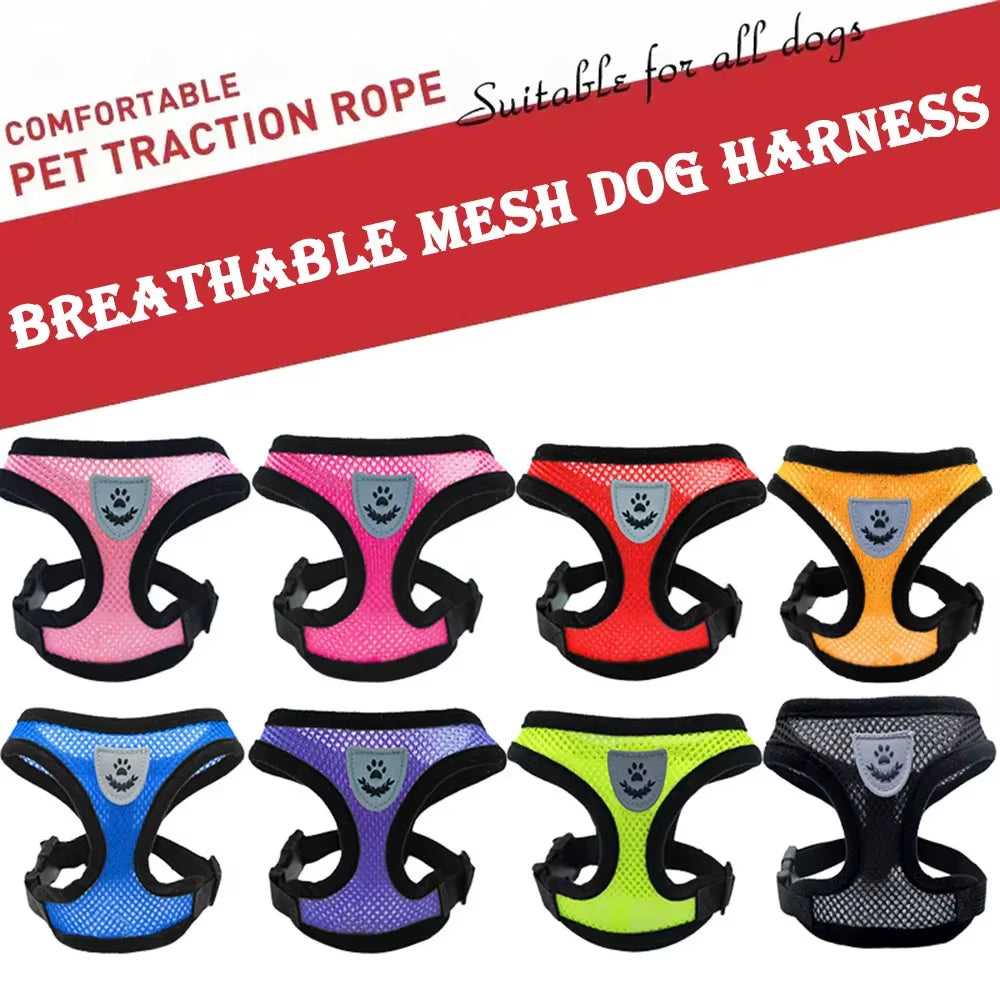 Dog Harness Vest Chest Cat Collars Rope Adjustable Breathable Mesh Puppy Harness for Outdoor Walking Small Medium Pet Supplies