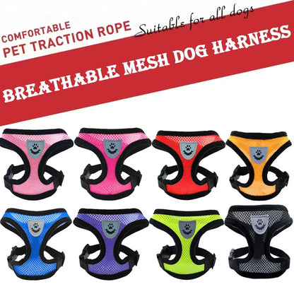 Dog Harness Vest Chest Cat Collars Rope Adjustable Breathable Mesh Puppy Harness for Outdoor Walking Small Medium Pet Supplies