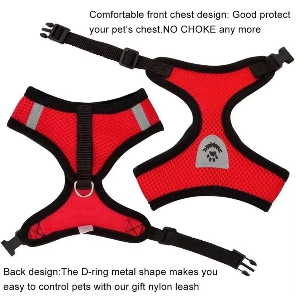 Dog Harness Vest Chest Cat Collars Rope Adjustable Breathable Mesh Puppy Harness for Outdoor Walking Small Medium Pet Supplies